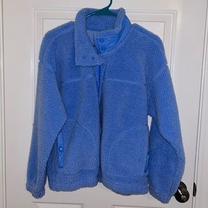 fuzzy blue sherpa teddy jacket